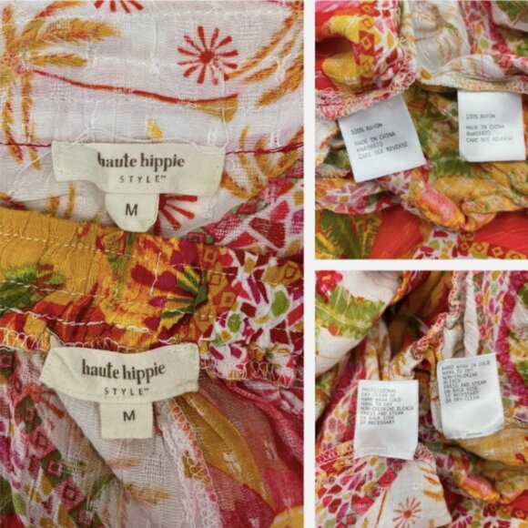 Haute Hippie Size M Kimono Top & Pant Set Colorful Tropical Bohemian Festival - Picture 16 of 16